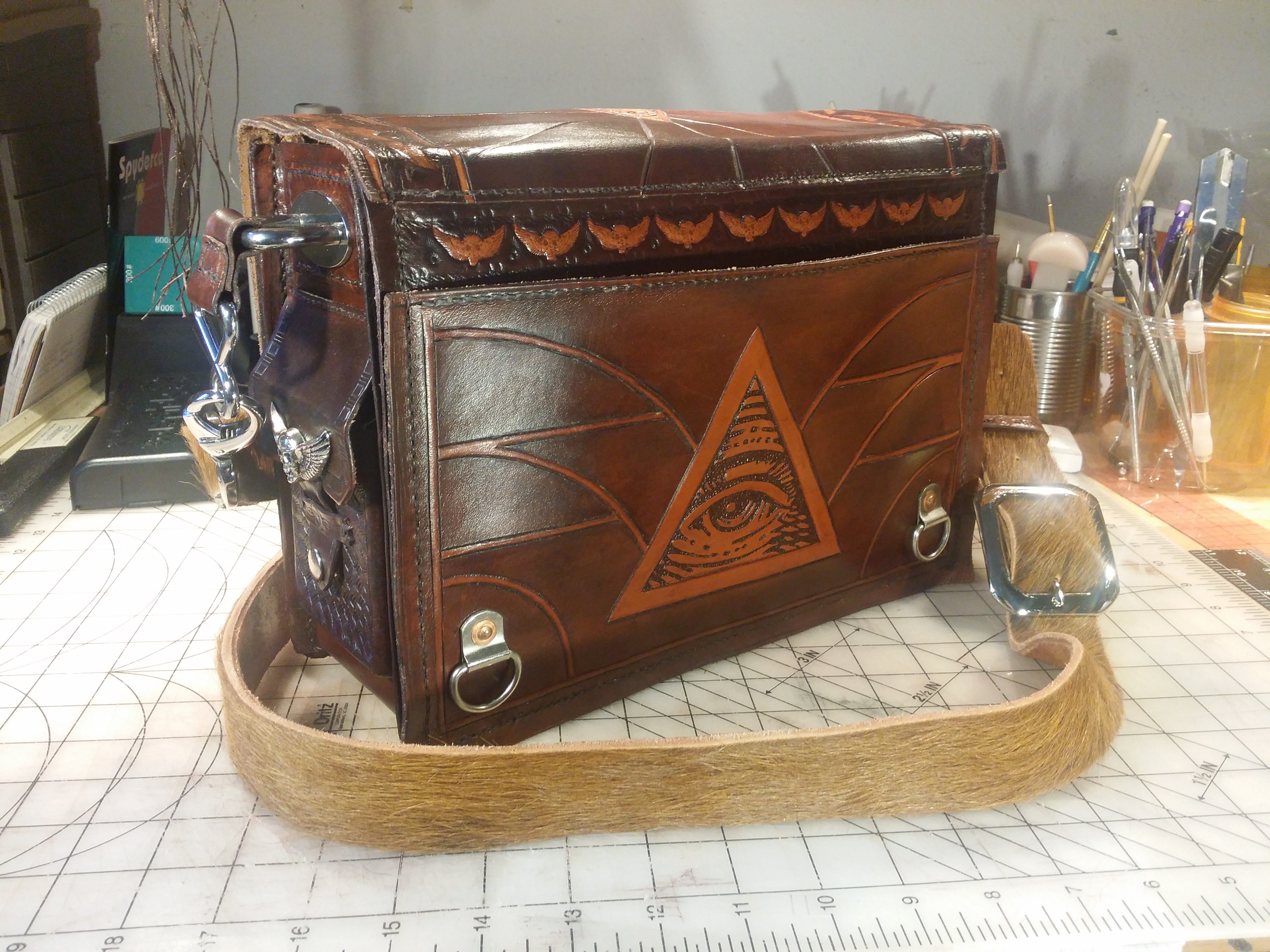 Leather Messenger Bag Rear Quarter